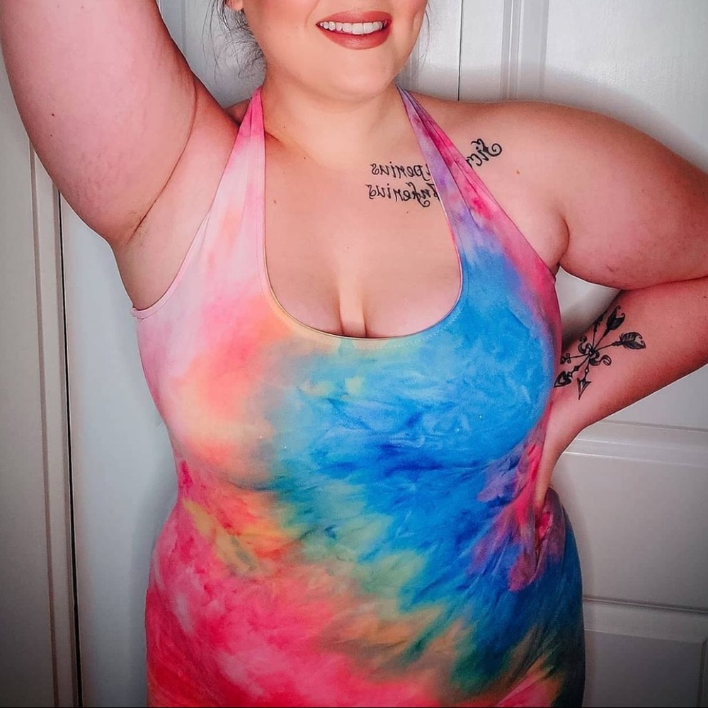 tie dye body con dress